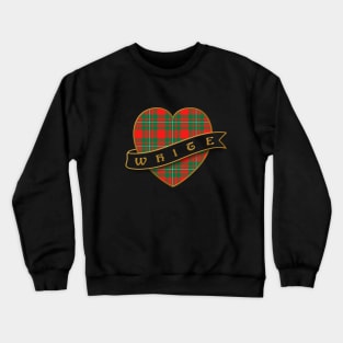 The WHITE Family Tartan Heart & Ribbon Retro-Style Insignia Design Crewneck Sweatshirt